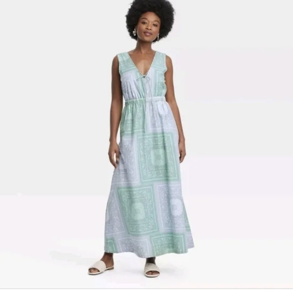 NWT Universal Thread Front Tie A-Line Maxi Dress - Picture 1 of 7